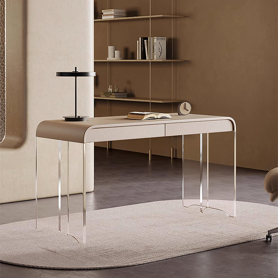Kenji Office Desk With Storage, Cream - cream office desk UK