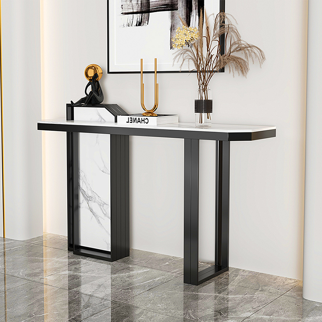 Huli Metal Modern Console Table, Black & White-Rit Concept-Rit Concept