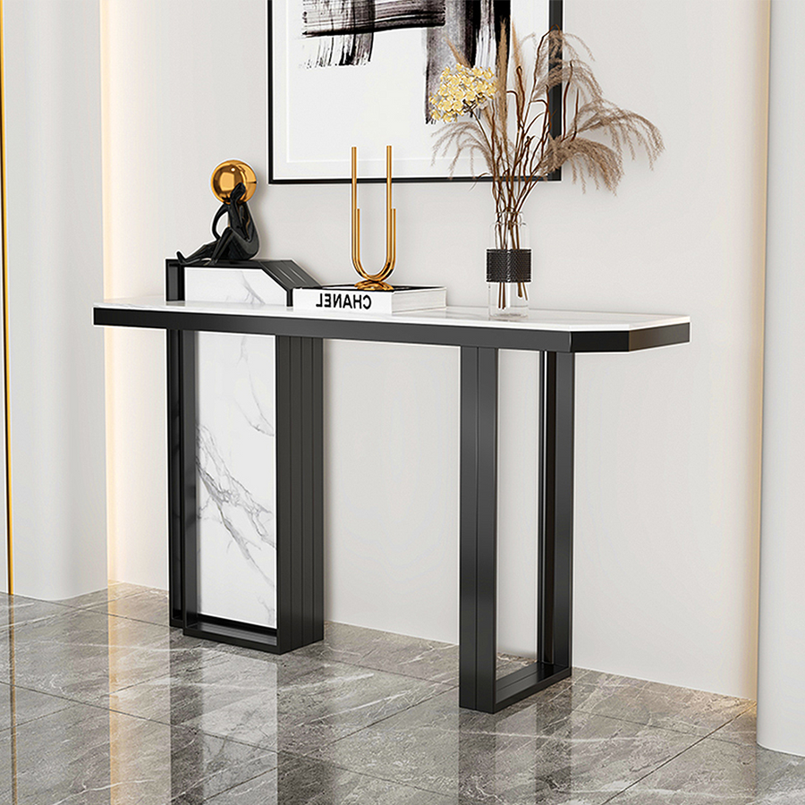 Huli Metal Modern Console Table, Black & White - metal console table UK