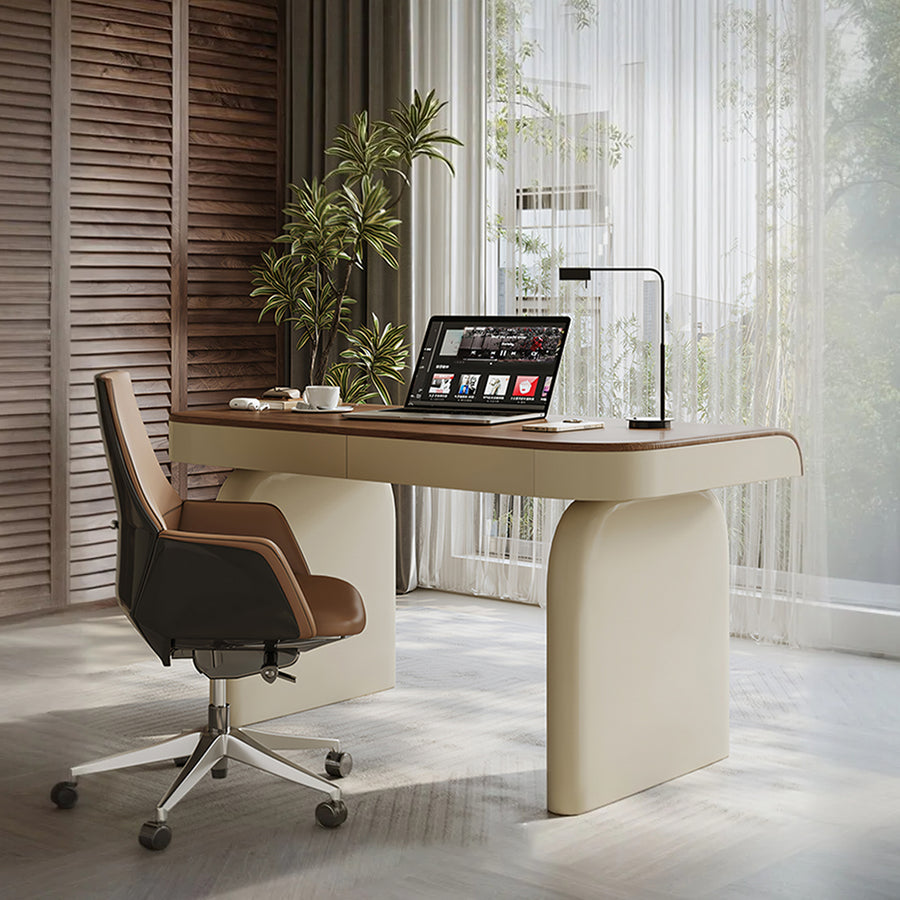 Watson Office Desk With Drawers, Solid Wood - solid wood office desk UK
