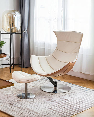 Russell Lobster Chair, With Ottoman, Walnut Texture, Armchair