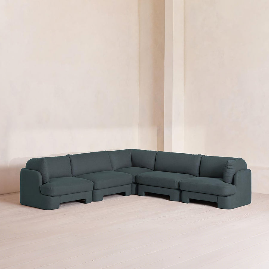 Dominguez L Shape Four Seater Sofa, Modular Corner Sofa, Boucle - l shape four boucle corner sofa UK