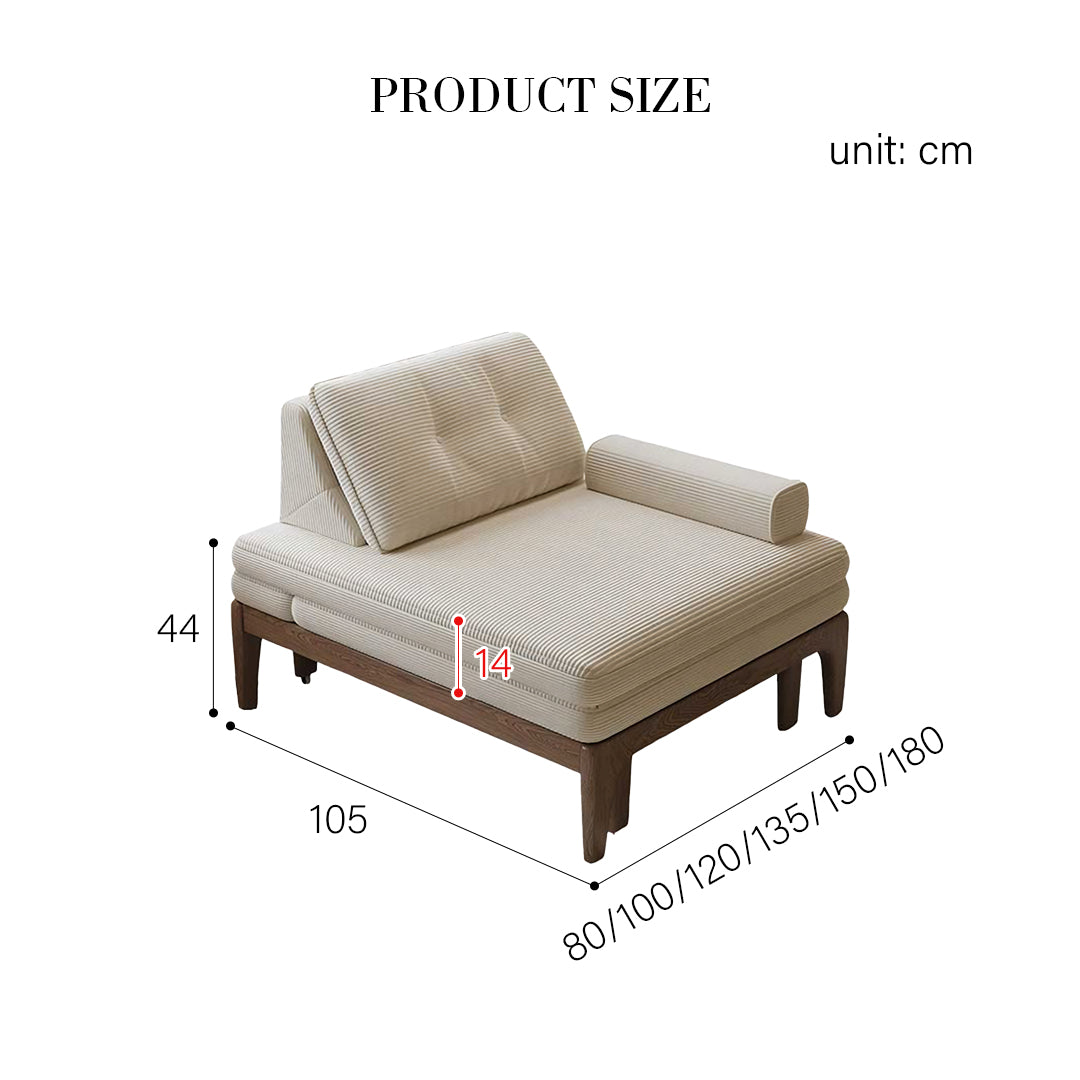Ranjan Single Sofa Bed, Small 2 Seater Sofa Bed, Corduroy