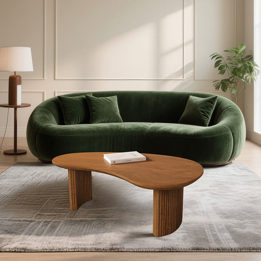 Aragon Curved Wood Coffee Table - wooden coffee table UK