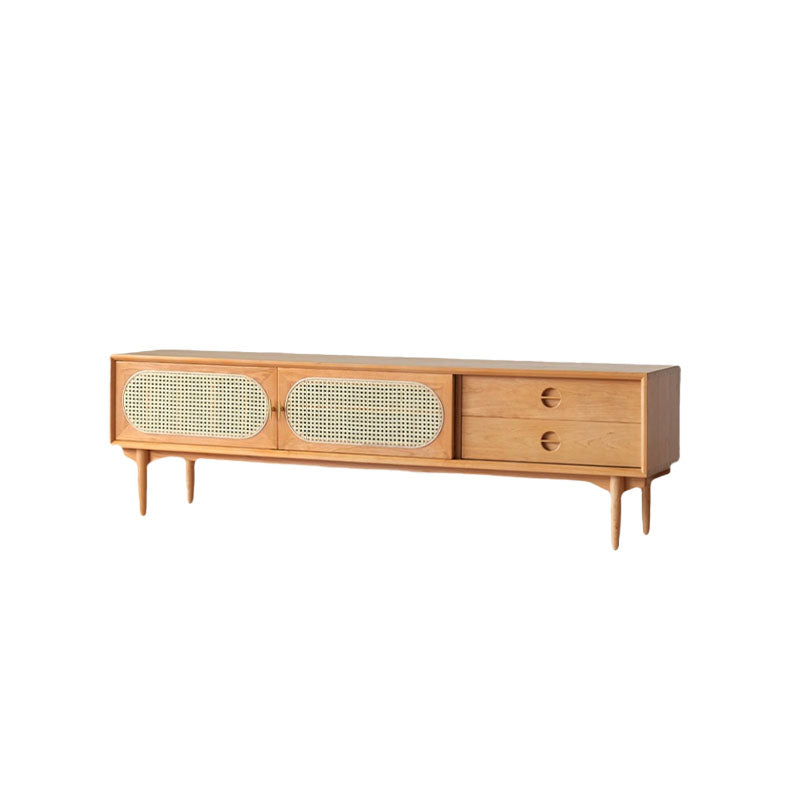 Elijah Rattan TV Stand room setting for TV storage