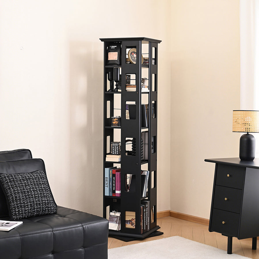Bartholomew Rotating Bookshelf, Magazine Rack, Solid Wood - bartholomew rotating solid wood bookshelf UK