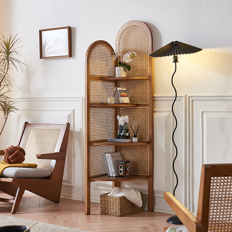 Vicente Triangle Bookshelf, Rattan - rattan bookshelf UK
