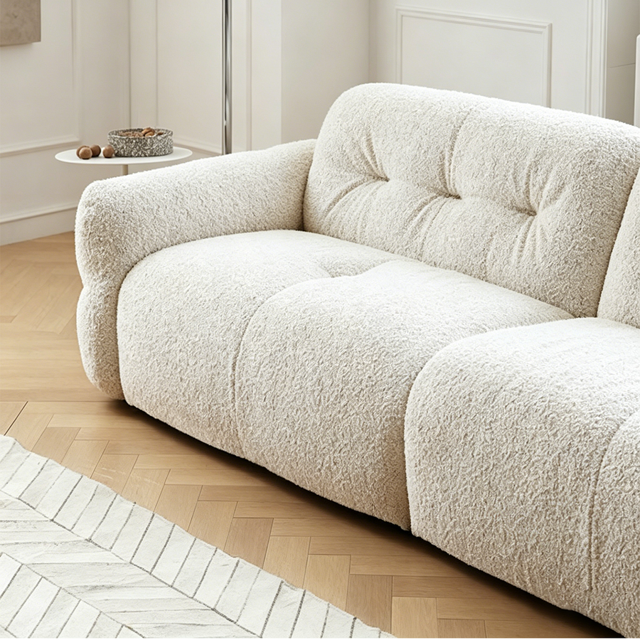 Hilda Two Seater,Three Seater Sofa, Boucle, Off White lifestyle view with small two seater sofas