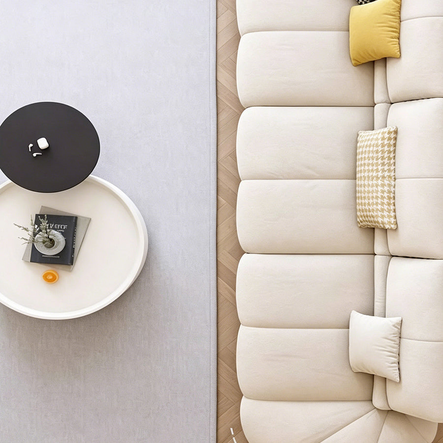 Gia Round Curved Three Seater Sofa close-up detail and upholstery finish