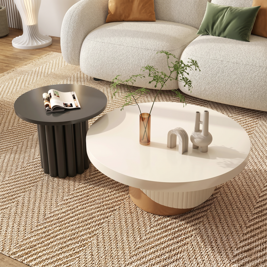Cecily Living Room Set Round Nesting Coffee Table Set