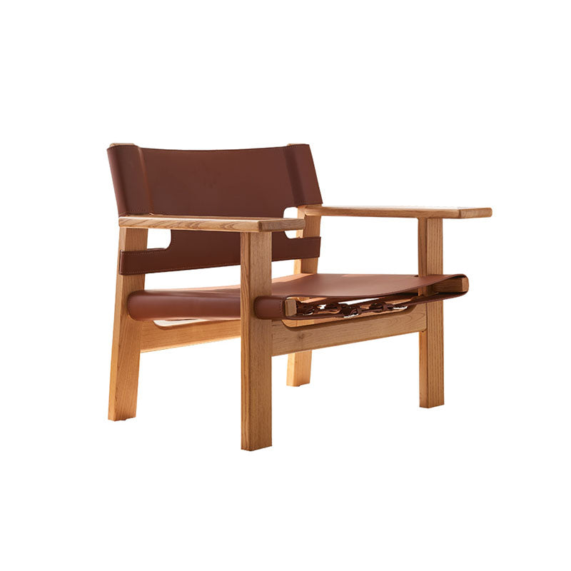 Mona Armchair, Saddle Leather & Ash Wood detail view for for dining room