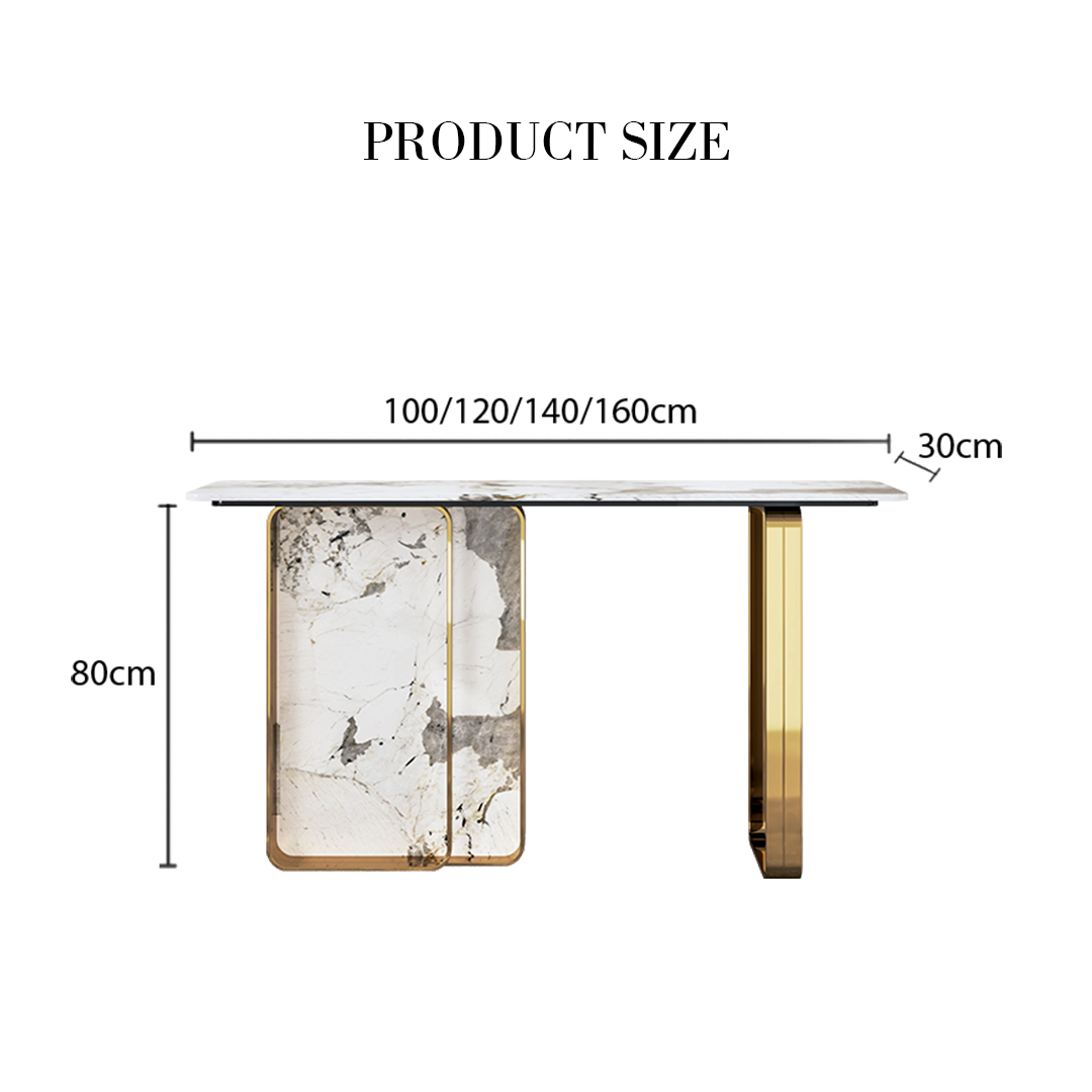 Luxurious Aeta Console Table With Stone Top And Gold Frame | Rit Concept