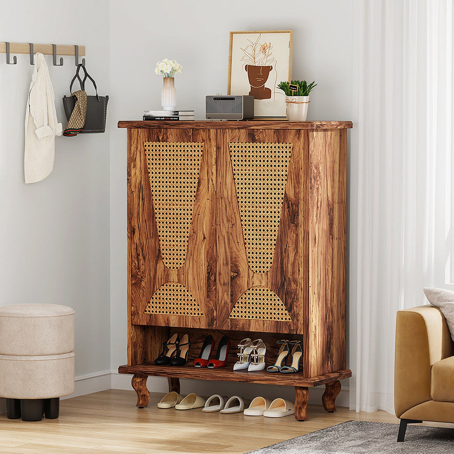 Crusoe Rattan Shoe Cabinet - storage cabinet UK
