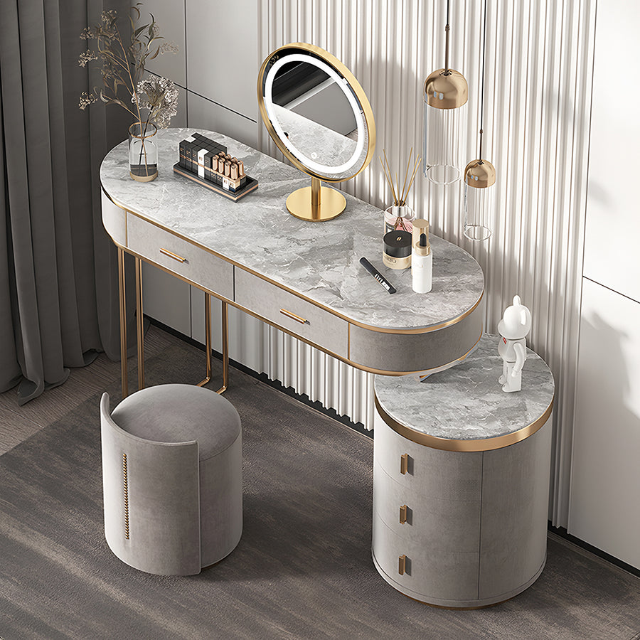 Zoey Dressing Table With LED Mirror lifestyle view with dressing table with mirror and chair
