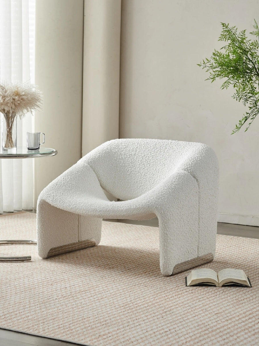 Onda Armchair, White Boucle - accent chair