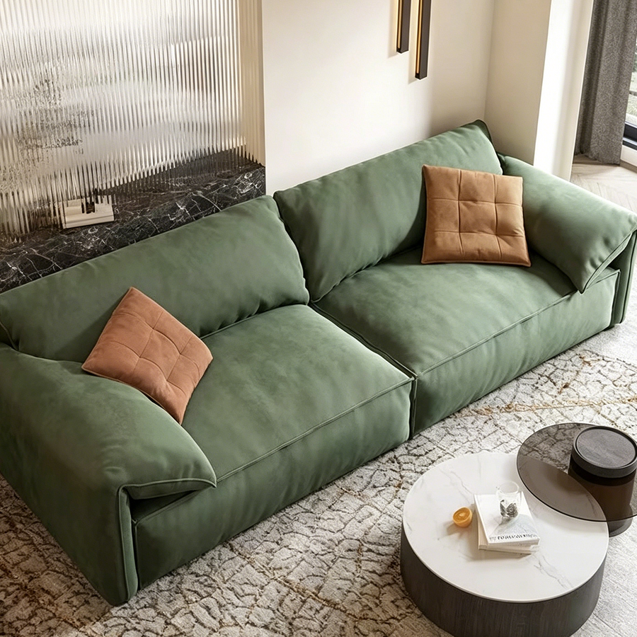 Simon S20 Two Seater Sofa, Velvet front view as a small two seater sofa