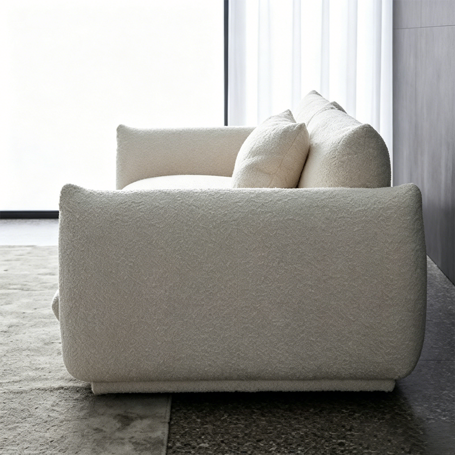 Tate Two Seater, Three Seater Sofa, Boucle Or Velvet compact living room seating idea