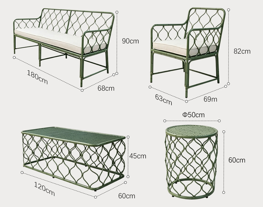 Rizzo Garden Outdoor Sofa Set, Green