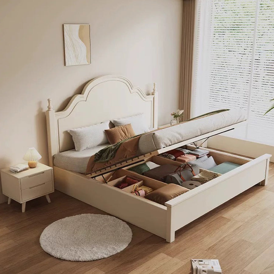 Andrea King Size / Super King Size Bed With Storage, Cream