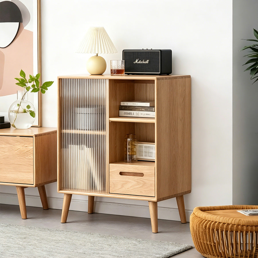 Iris Sideboard with Glass Door and Drawer, Oak