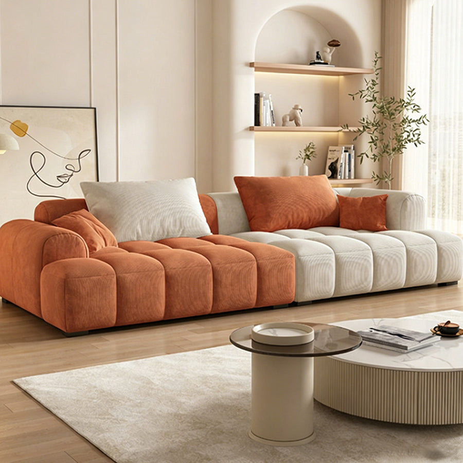 Bianca Module Sofa, Two Seater Sofa, Three Seater Sofa, Corduroy side view and sofa proportion