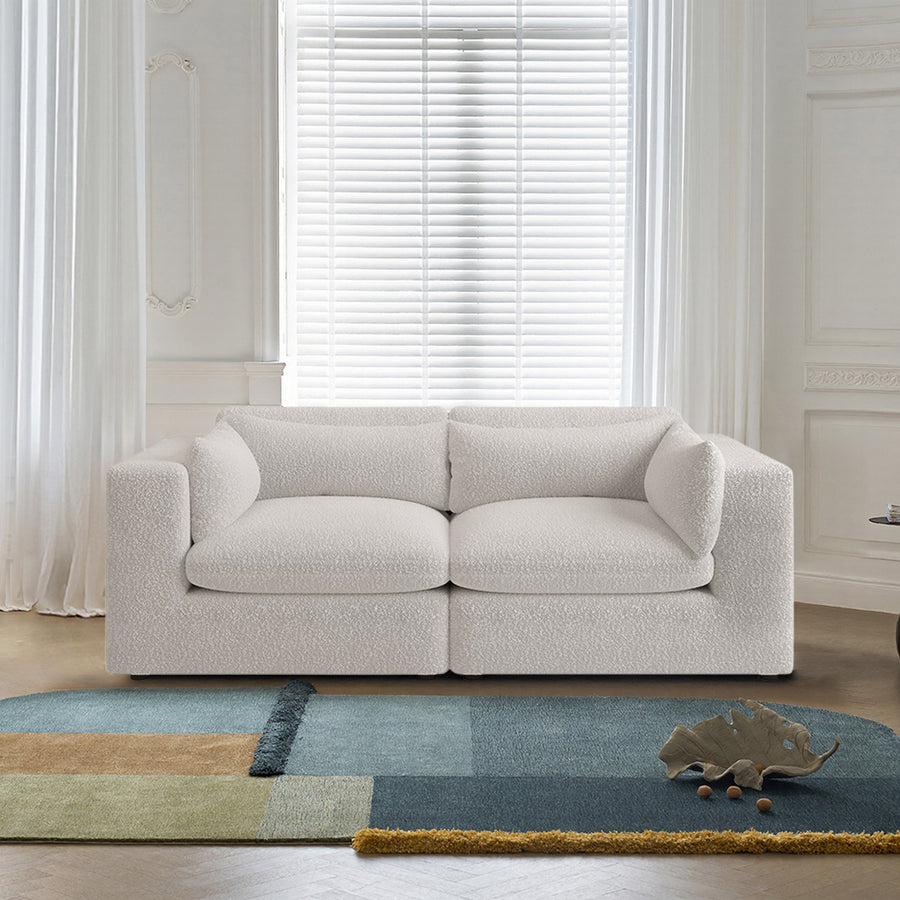 Cantu Loveseat Sofa, Two Seater Sofa, Velvet upholstery and cushion detail