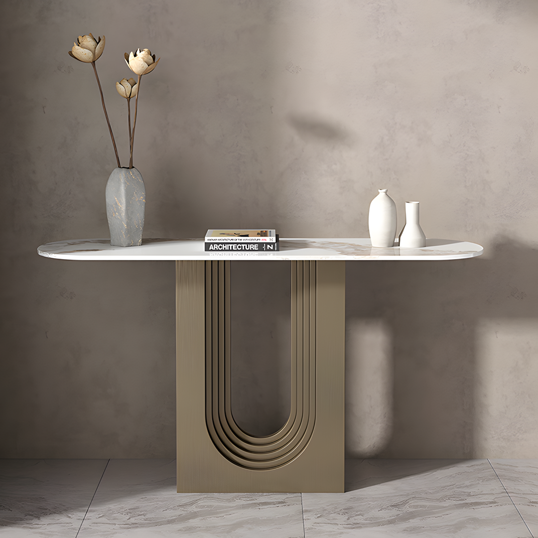 Modern Khoisan Console Table For Hallways, Black & Gold | Rit Concept