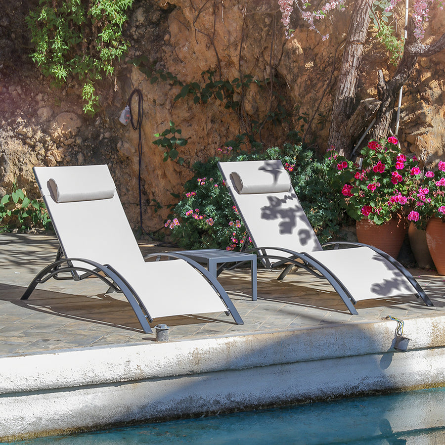 Chappell Reclining Sun Lounger With Pillow, Outdoor - lounge chair UK
