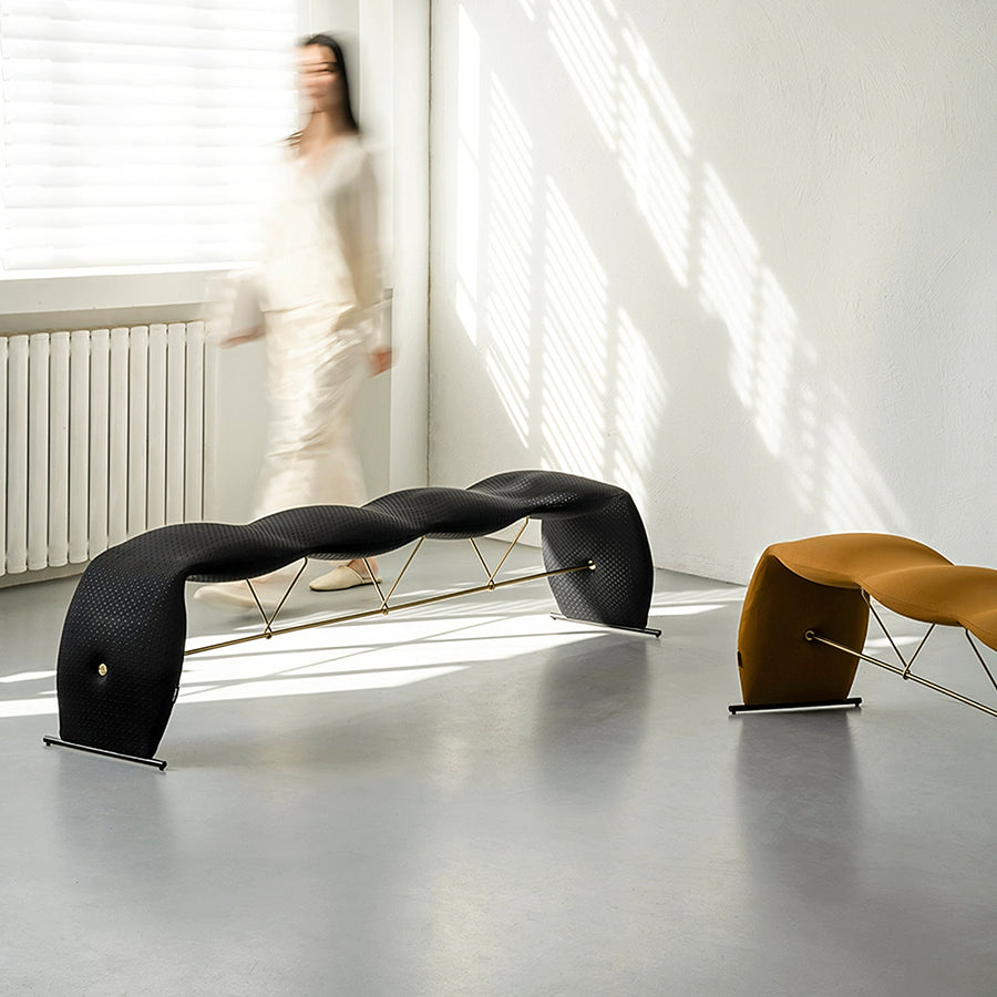Pineda Bench detail view for footstool for living room