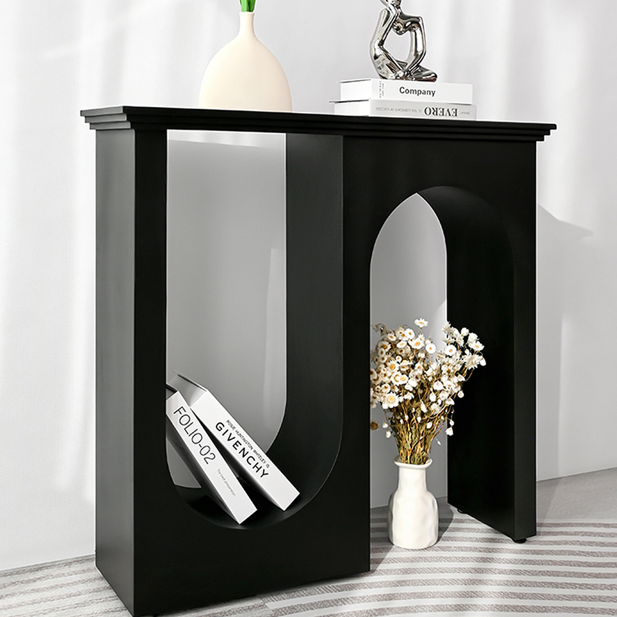 Hadza U Shape Console Table, White styled for for living room