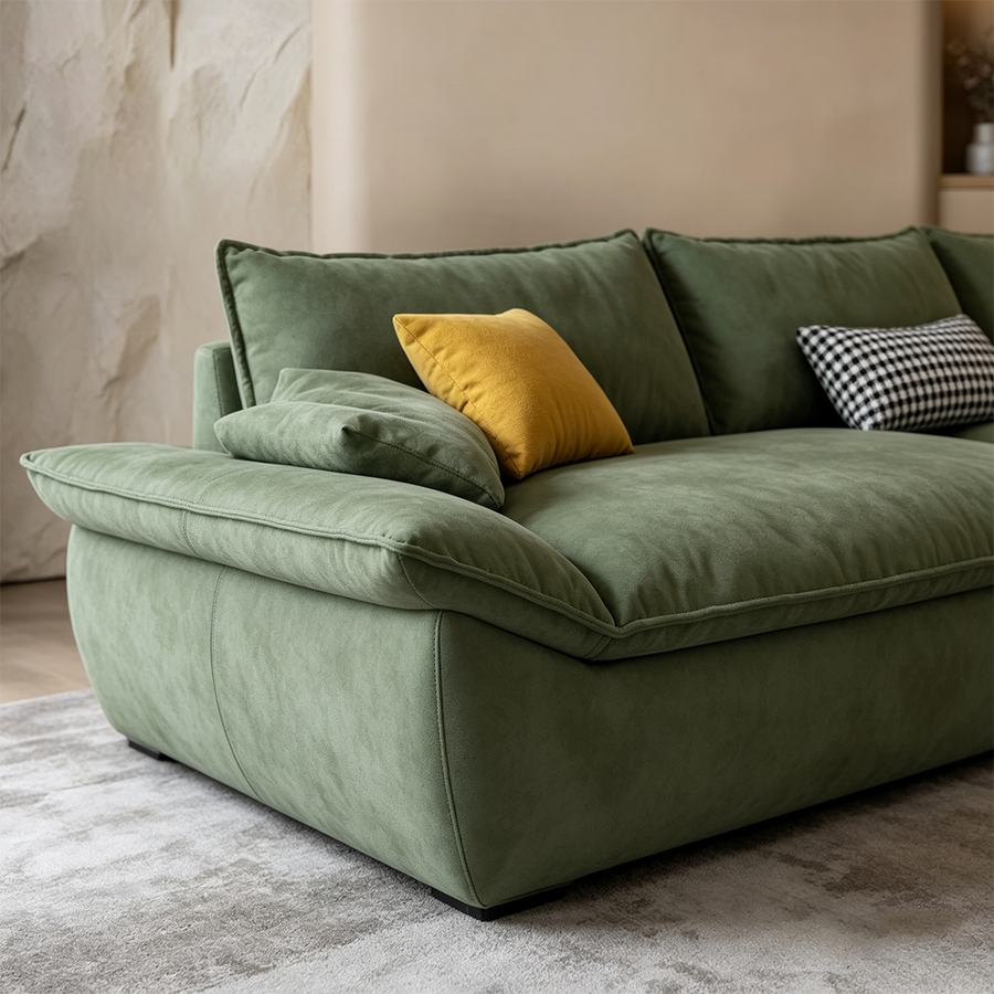 Sawyer Single Seater, Two Seater, Three Seater, Four Seater, Five Seater Sofa, Green front view as a small two seater sofa
