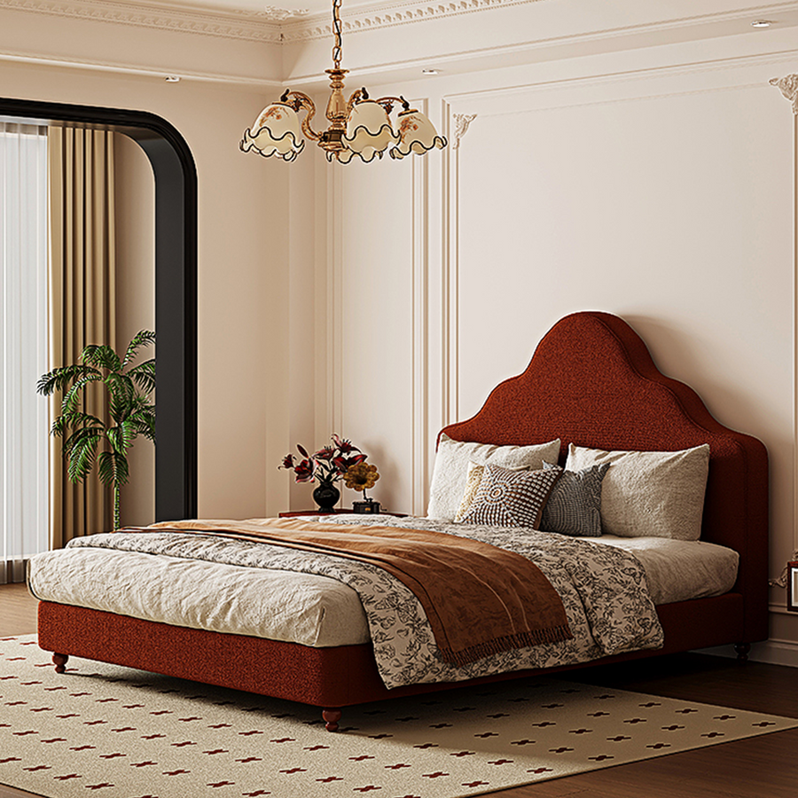 Elara Double Bed, King Size, Super King Size, Flannelette styled for wooden bed frame with storage