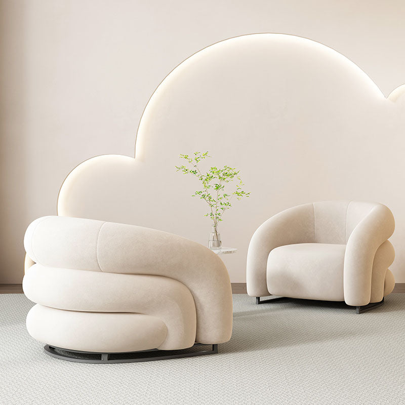 Classic U18 Armchair, White Velvet detail view for for living room