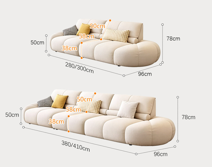 Gia Round Curved Three Seater Sofa dimensions and layout reference