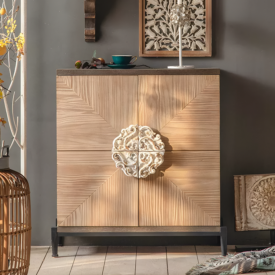 Hades Mid Century Style Sideboard, Wood styled for wooden storage sideboard