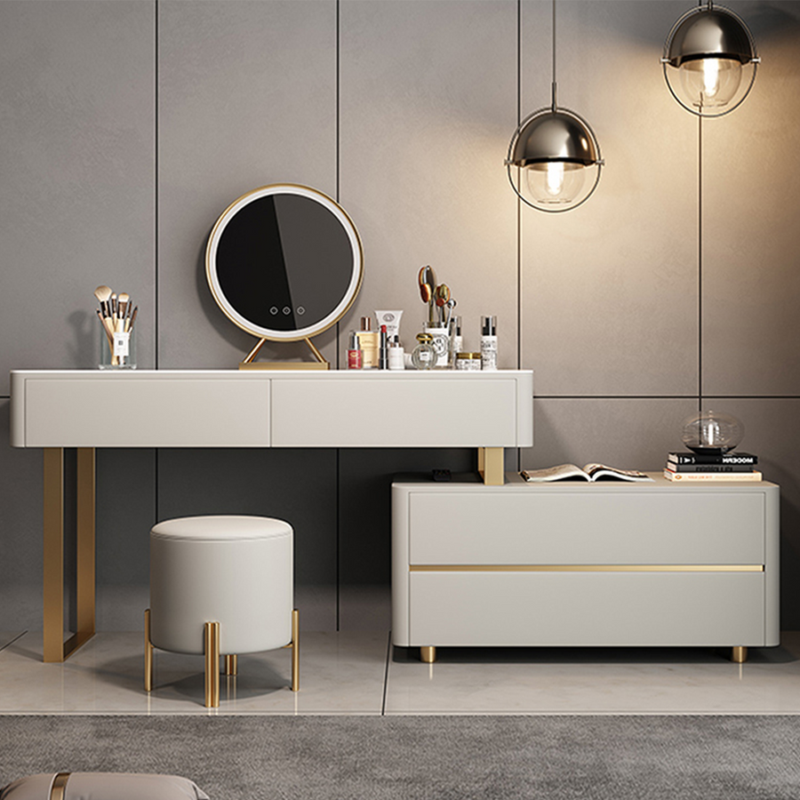 Hastings Corner Dressing Table With Sideboard & Mirror front view as a media unit