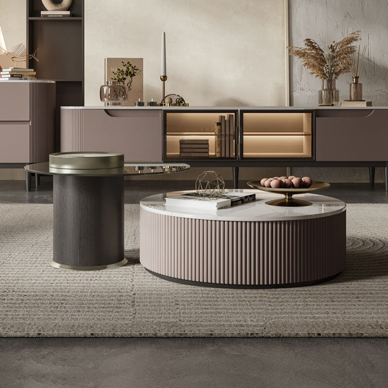 Avery Nesting Coffee Table Set, Round, with Storage, Glass - Rit Concept