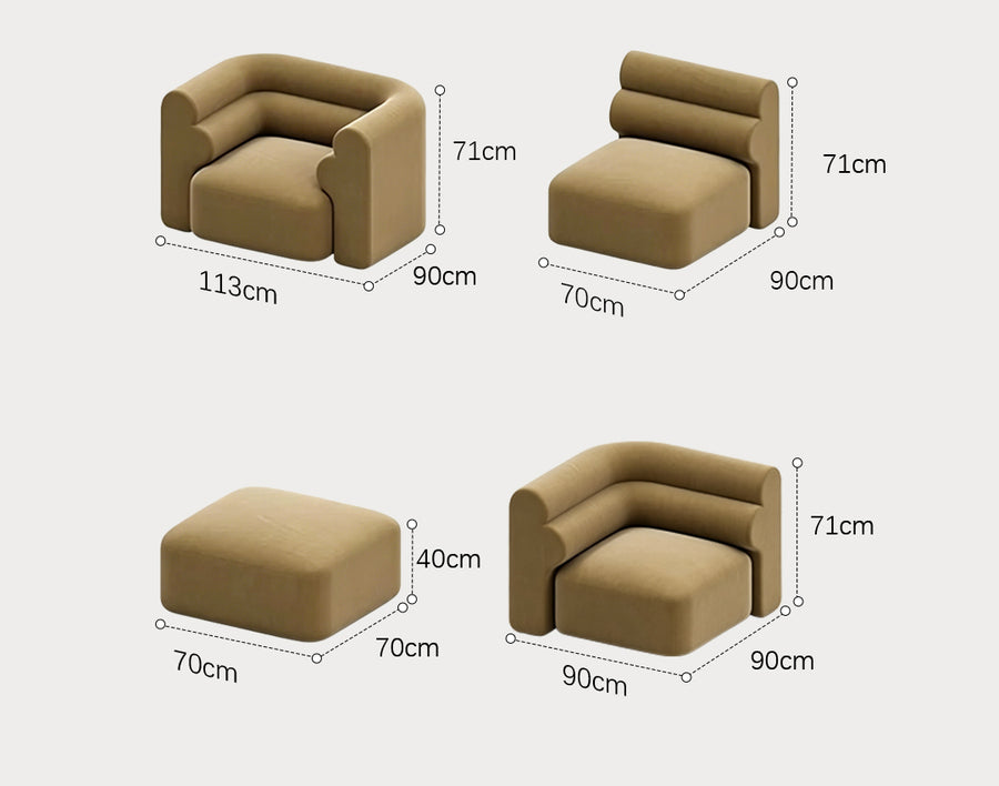 Bae Three Seater Corner Sofa dimensions and layout reference