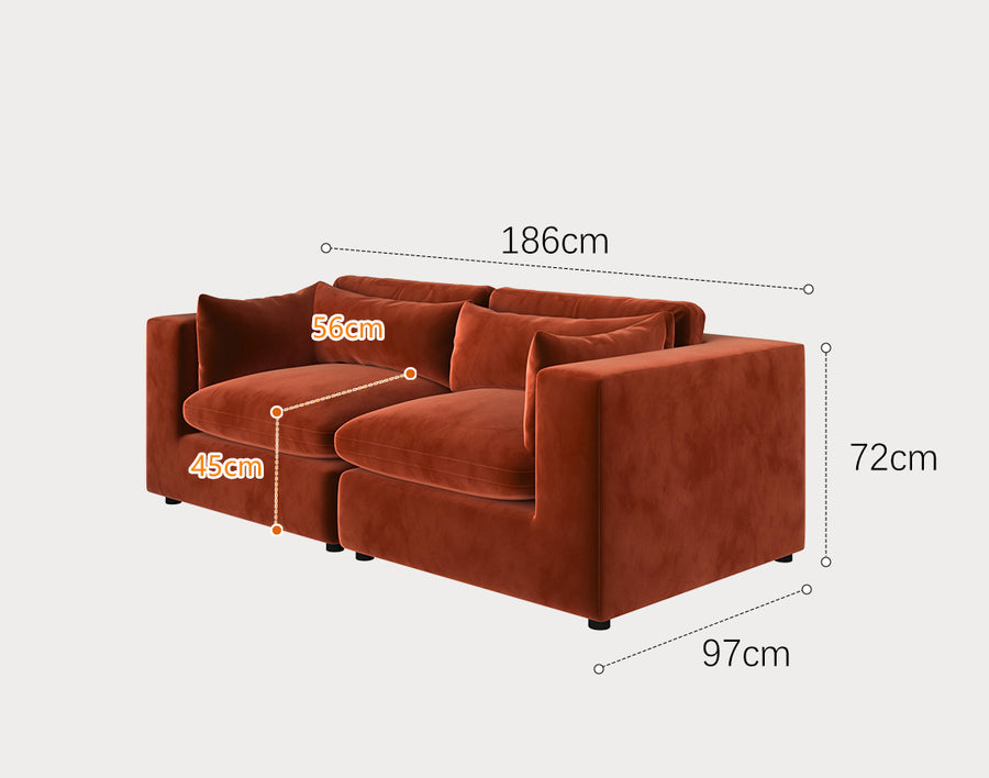 Cantu Loveseat Sofa, Two Seater Sofa, Velvet product image 11