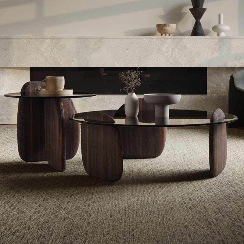 Modern Coffee Table set for Living Room, Dark Walnut Color - Rit Concept