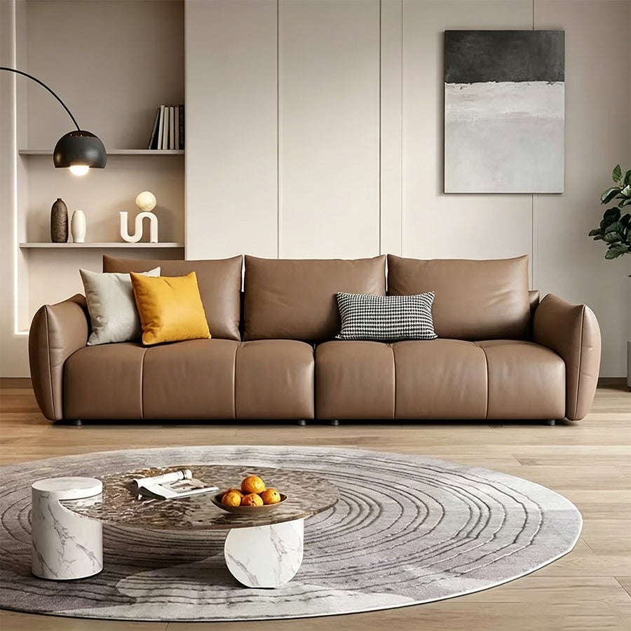 Levi Italia Two Seater, Three Seater, Four Seater Sofa lifestyle view with two seater sofa brown
