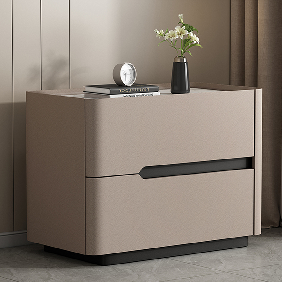 Koro Art Deco Bedside Table styled for leather bedside table
