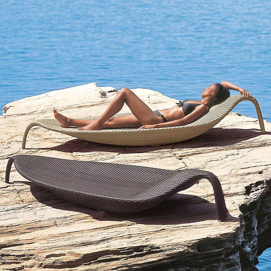 Escobar Garden Outdoor Sun Lounger, Rattan - lounge chair UK