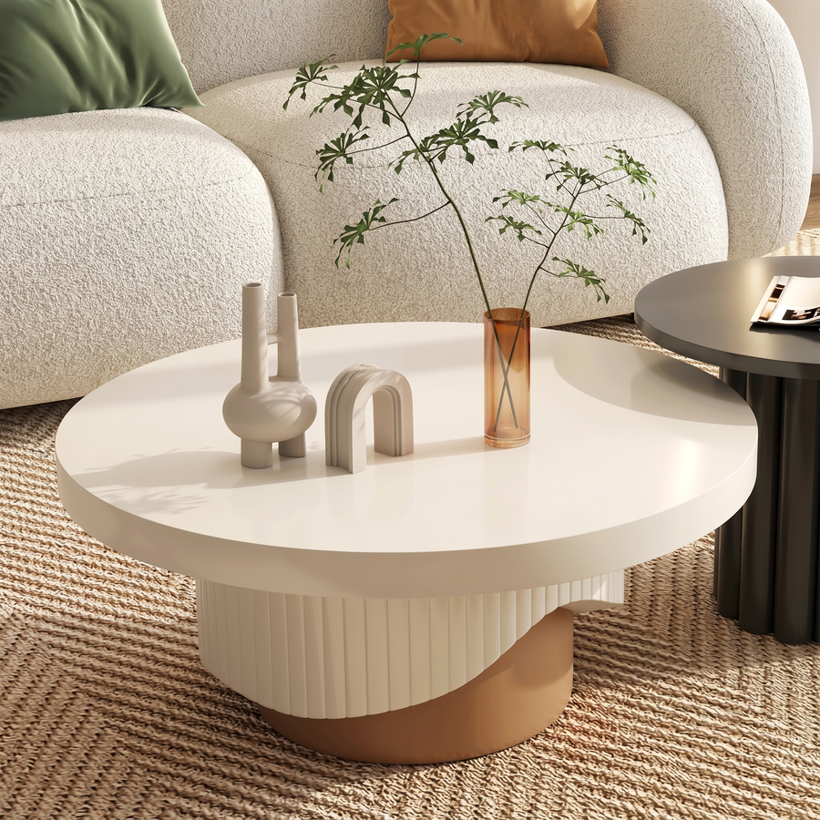 Cecily Living Room Set Round Nesting Coffee Table Set
