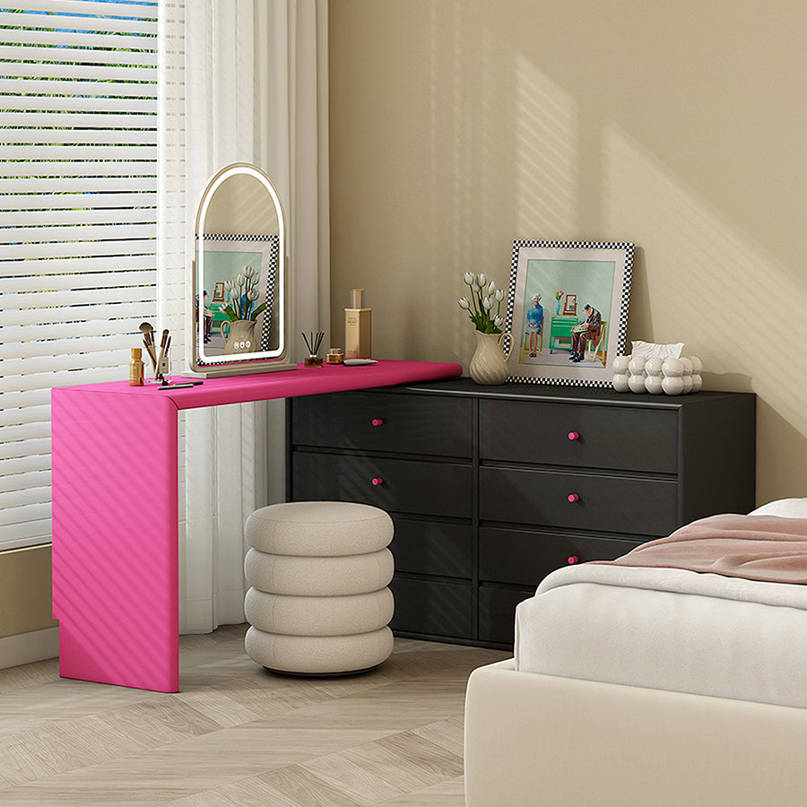 Nair Corner Dressing Table With LED Mirror, Macaroon Colour lifestyle view with dressing table & mirror