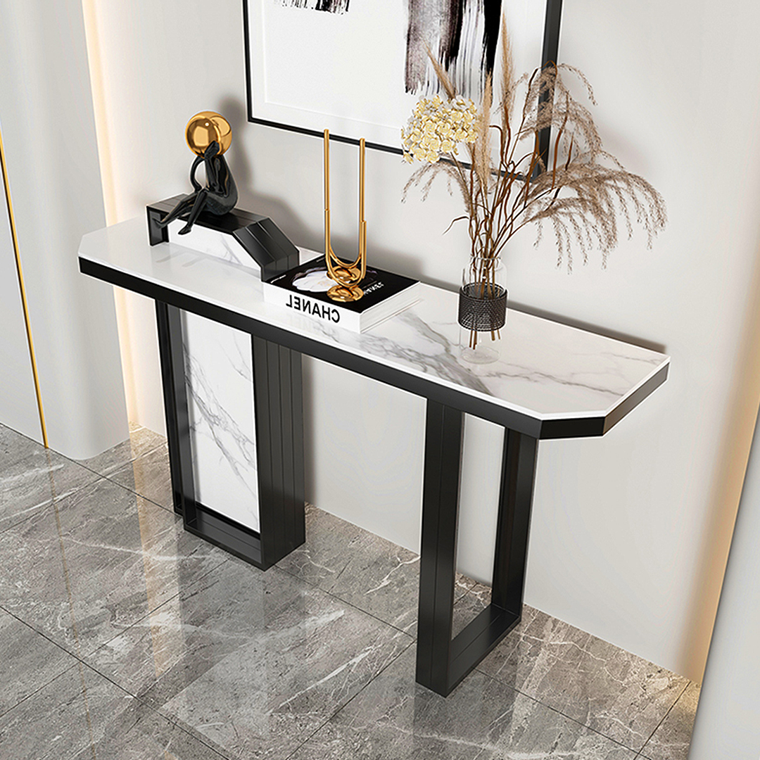 Huli Metal Modern Console Table, Black & White-Rit Concept-Rit Concept
