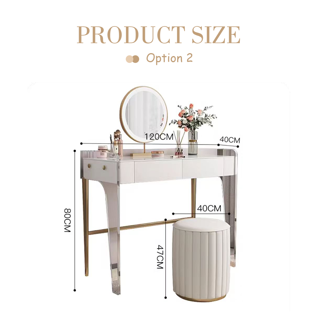Elfriede Dressing Table, White-Rit Concept-90cm-With Stool-Rit Concept