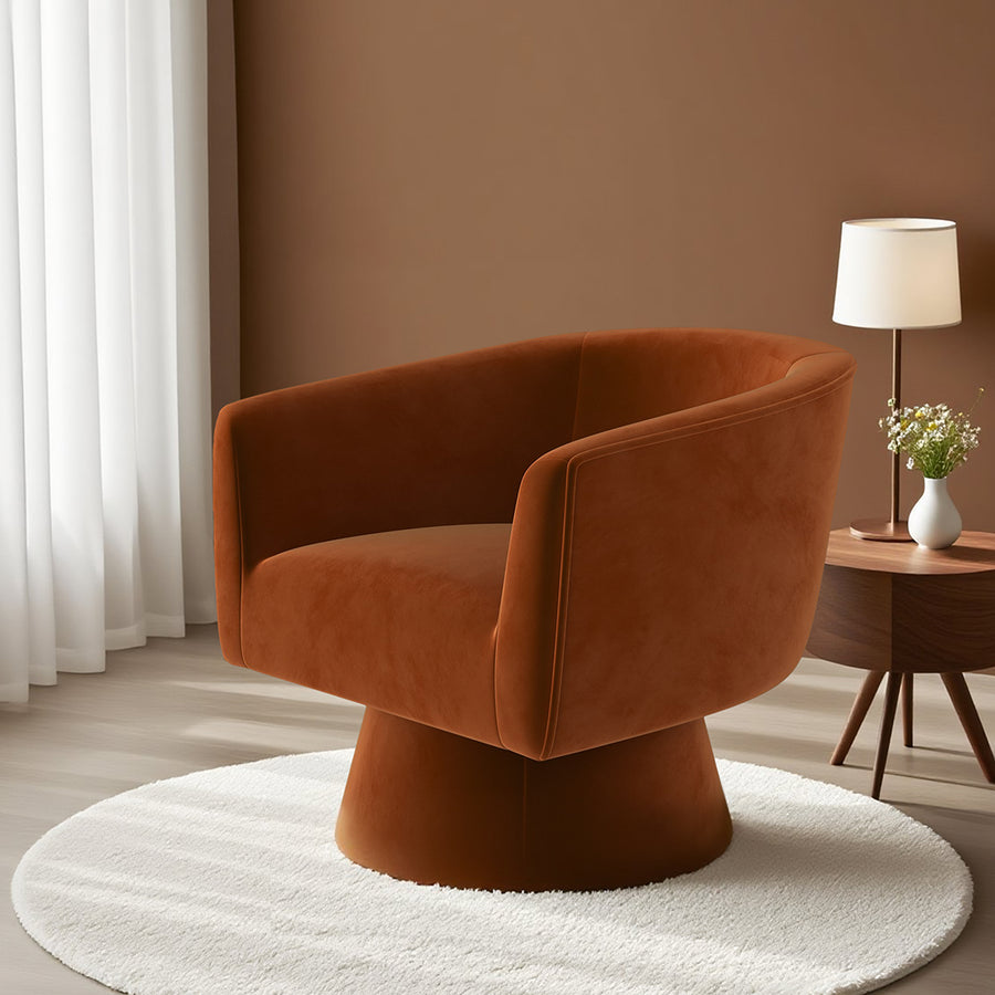 Tavares Swivel Armchair, Lounge Chair, Velvet styled for accent chair