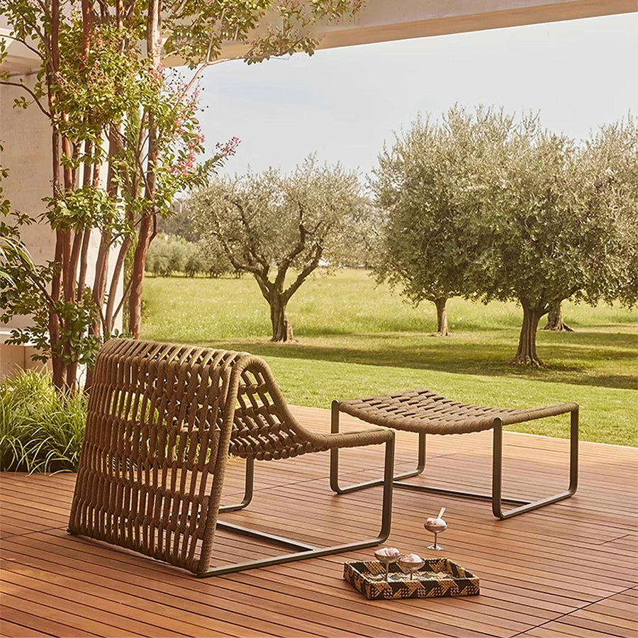 Figueroa Outdoor Lounge Chair With Footstool, Rattan (Clearance)
