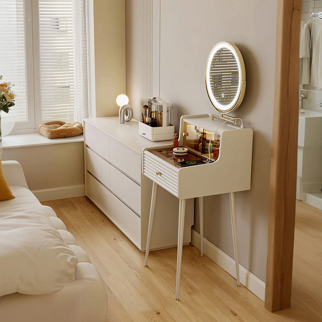 Thiago Narrow Mini Dressing Table For Small Corner, Cream – Rit